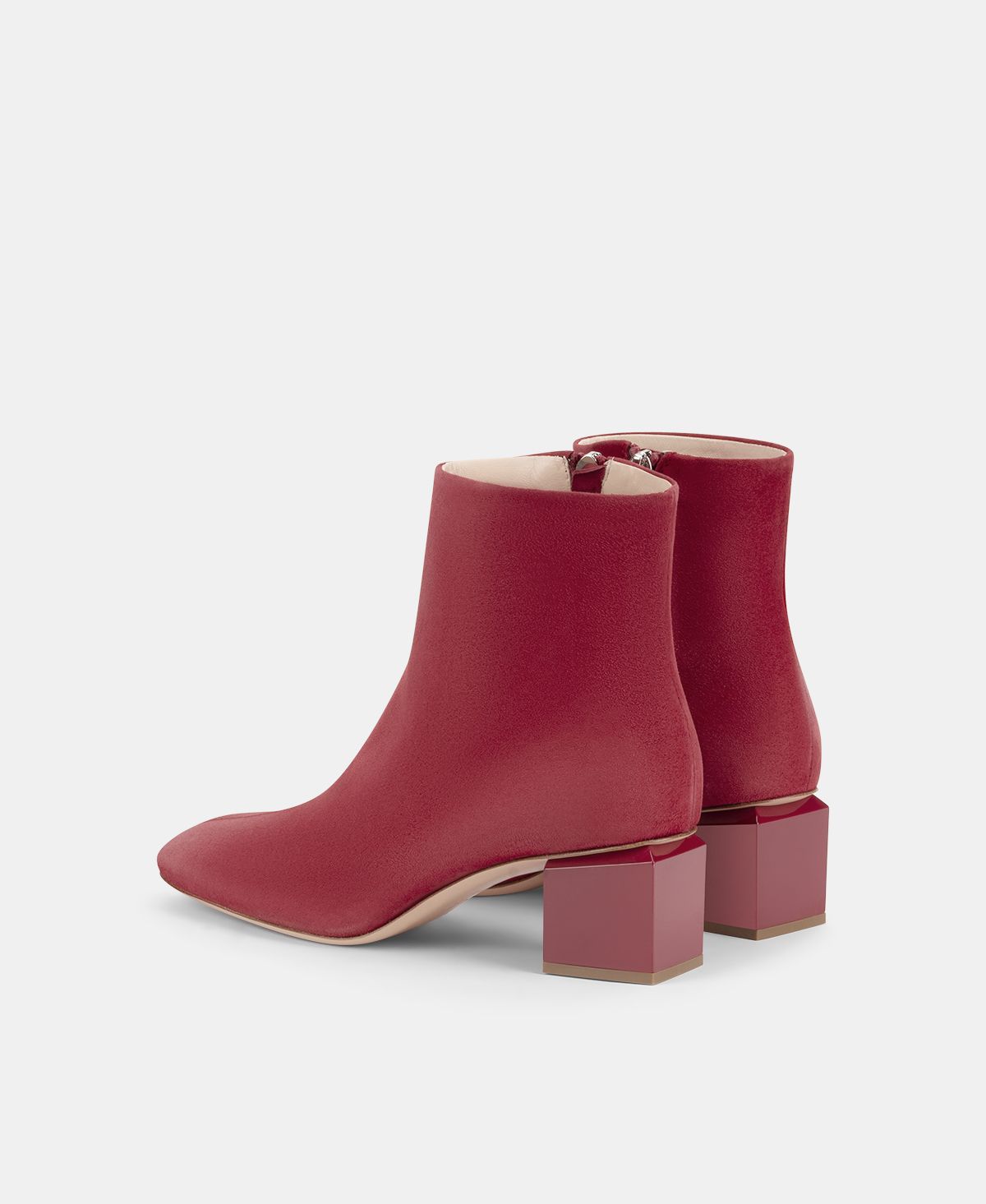 Agl Stivaletto in velour con tacco cubico Rosso Angie Pure In Linea