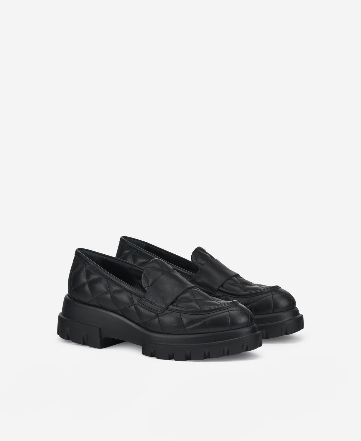 Agl Mocassino in pelle Nero Celeste Matelassé Sottocosto