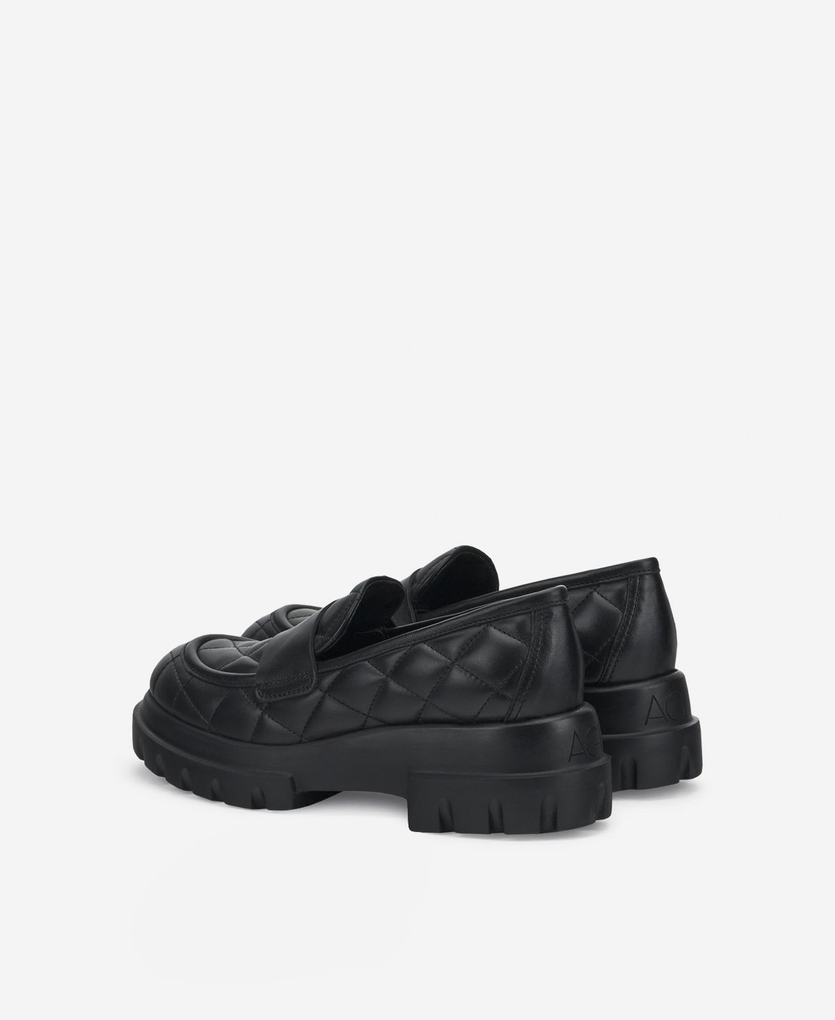 Agl Mocassino in pelle Nero Celeste Matelassé Sottocosto