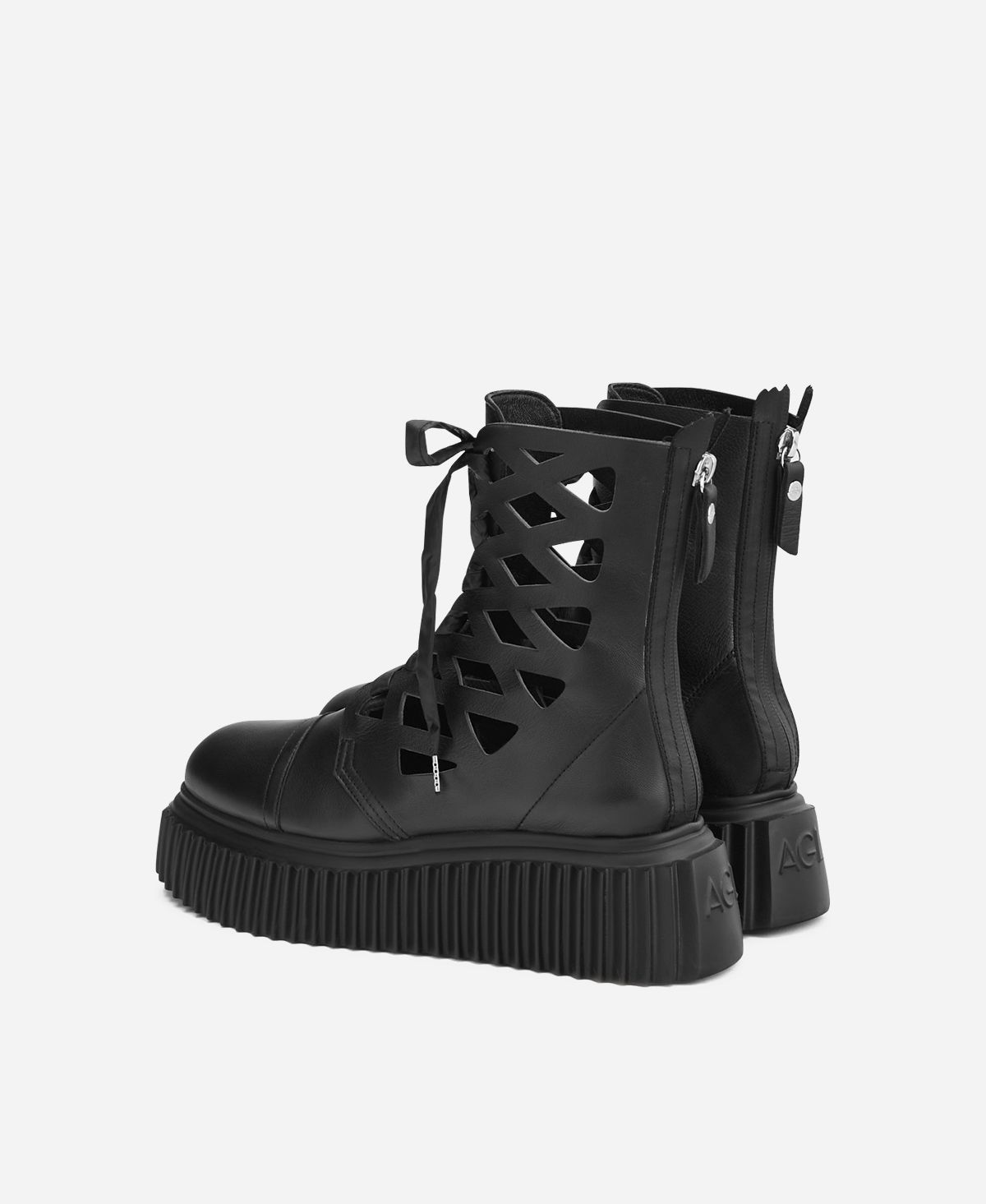 Agl Stivaletto in pelle laserata Nero Viggy Consegna Veloce