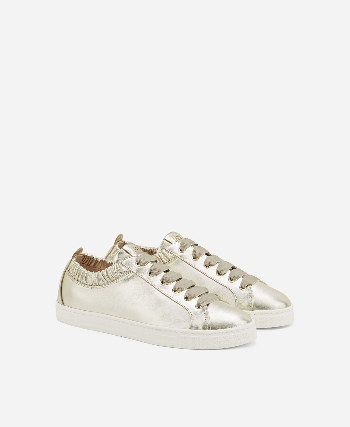Agl Sneaker in pelle metallizzata Platino Suzie Outlet