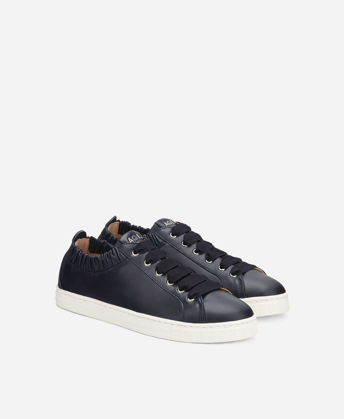 Agl Sneaker in pelle con elastico Blu SUZIE In Vendita
