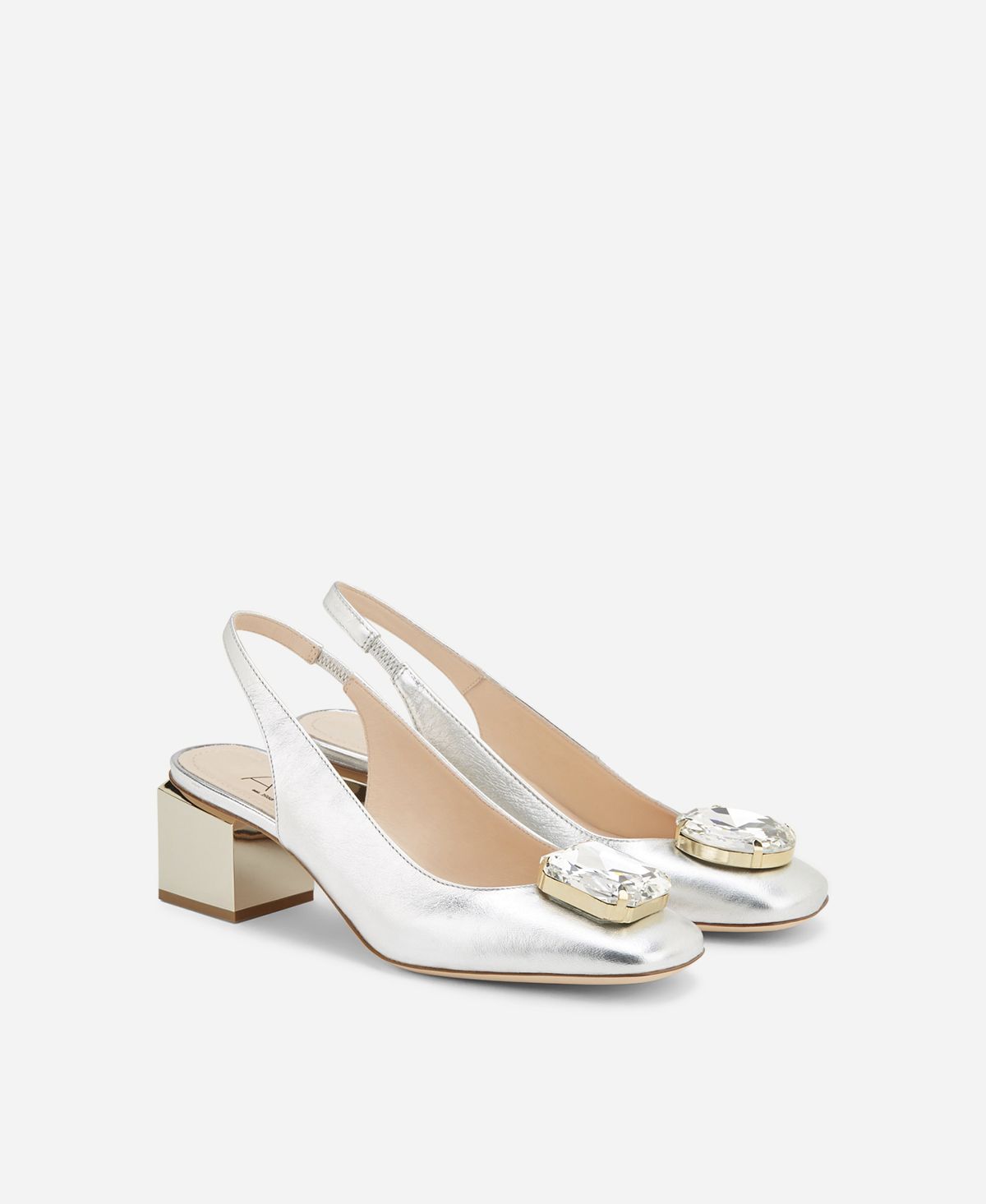 Agl Sling back con tacco a cubo Argento Angie Sb Crystal Italia