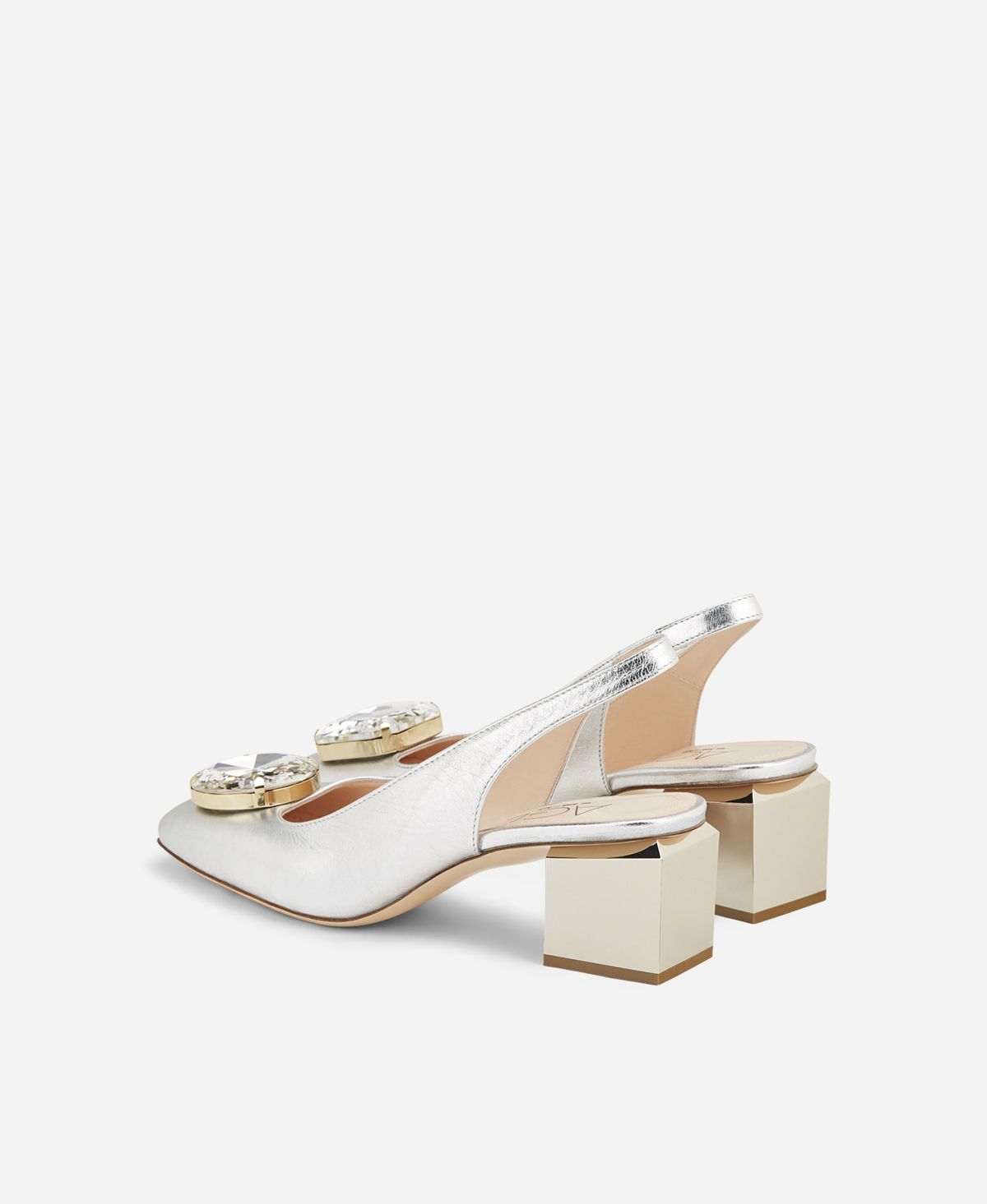 Agl Sling back con tacco a cubo Argento Angie Sb Crystal Italia