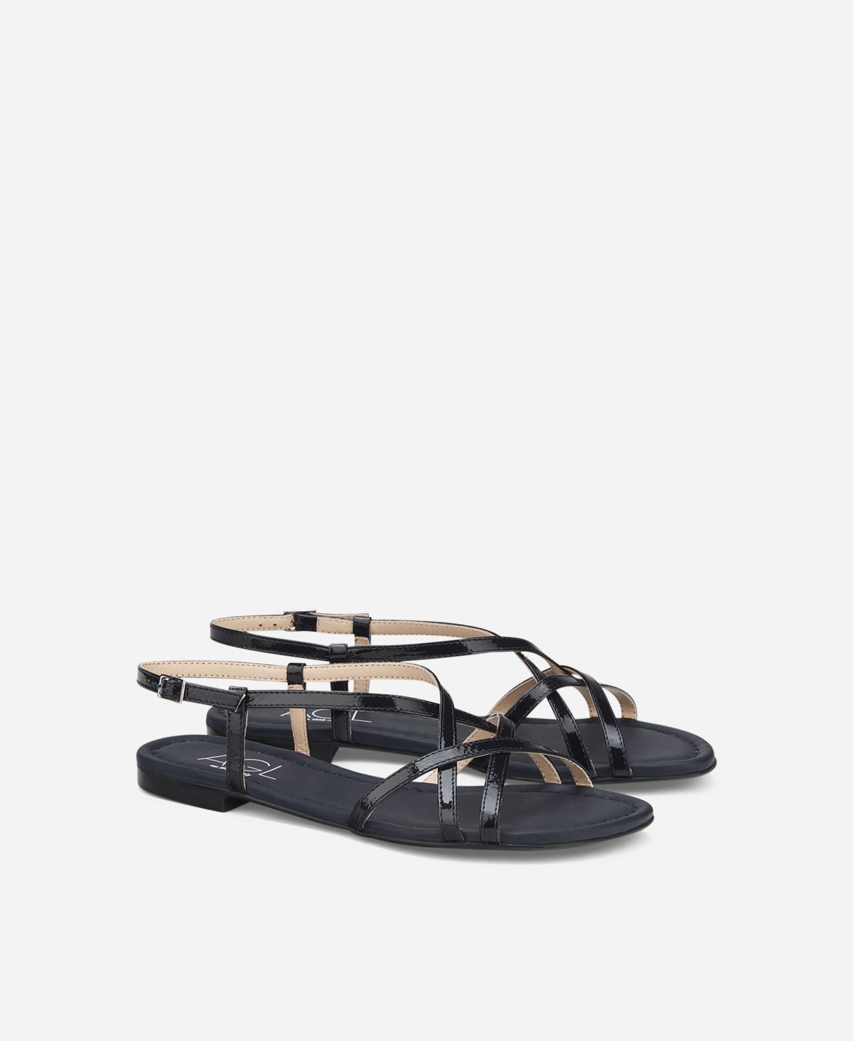 Agl Sandalo in pelle metal Blu notte Summer Straps Nuovo