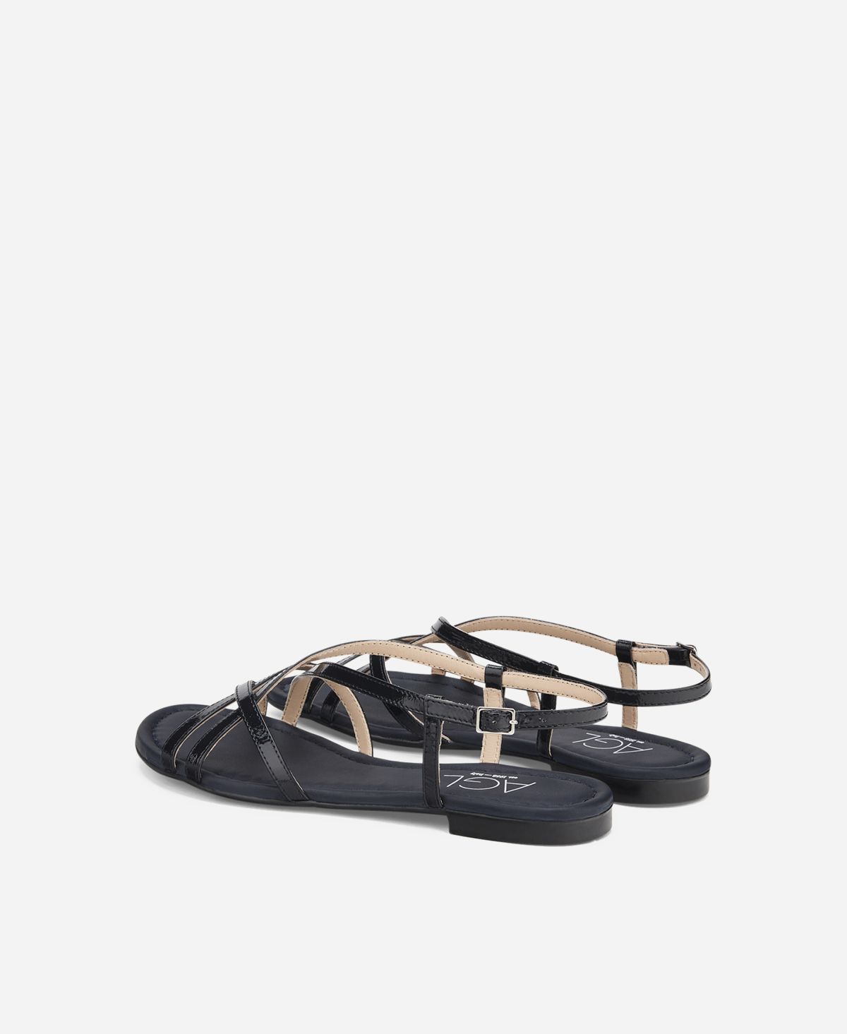 Agl Sandalo in pelle metal Blu notte Summer Straps Nuovo