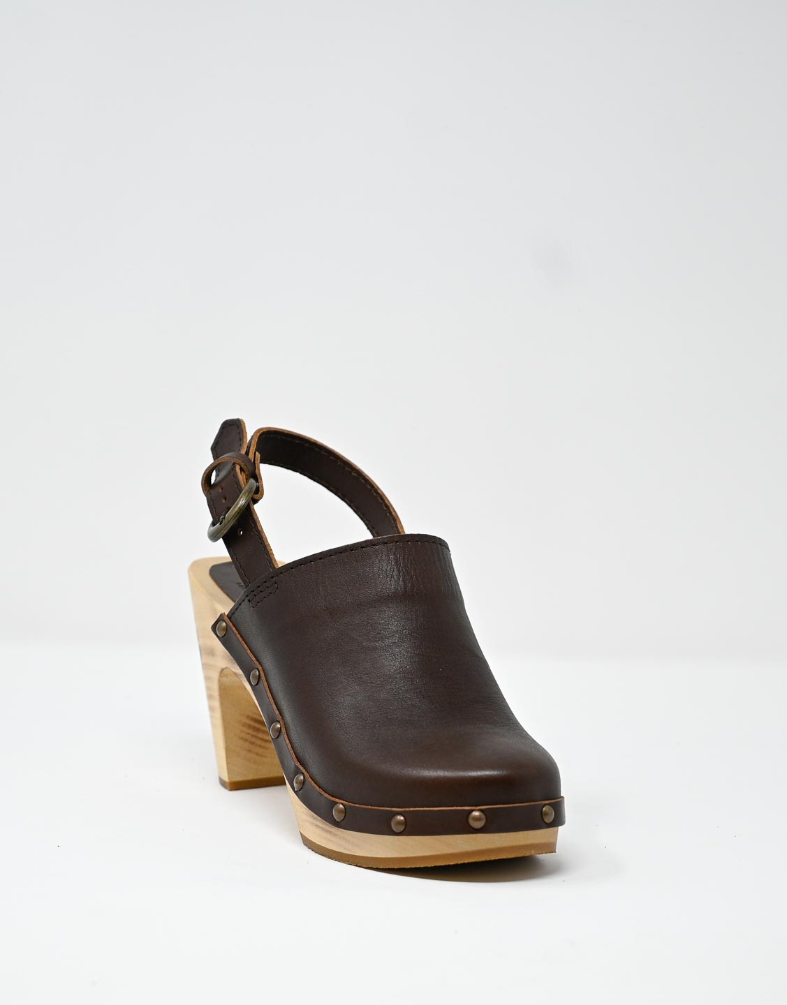Wally Walker zoccolo in pelle dark chestnut Olandflex by astorflex Promozione