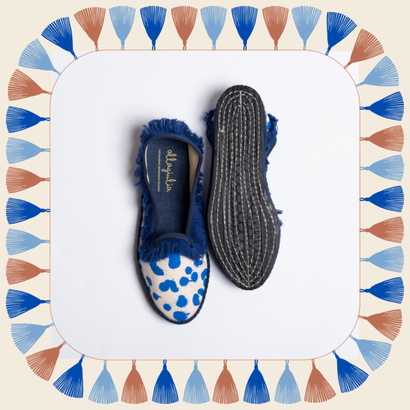 Allagiulia -Capsule Santorini- Friù Venezia Frangia CANVAS TIGROTTO BLUETTE Promozione Limitata